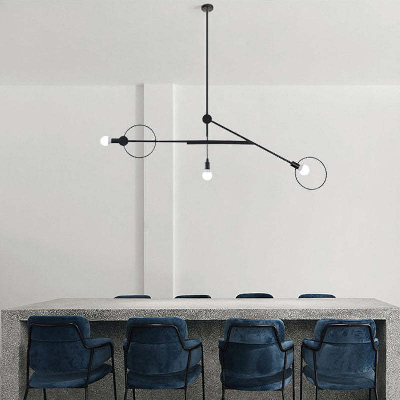 Scandinavian Iron Long Rod Island Chandelier