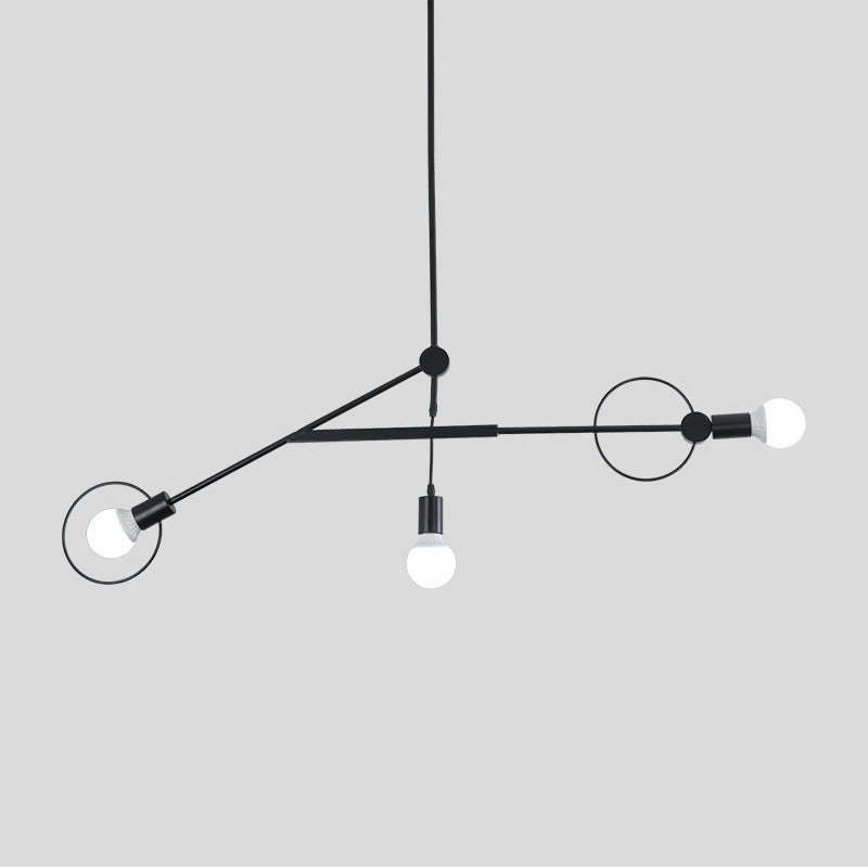 Scandinavian Iron Long Rod Island Chandelier