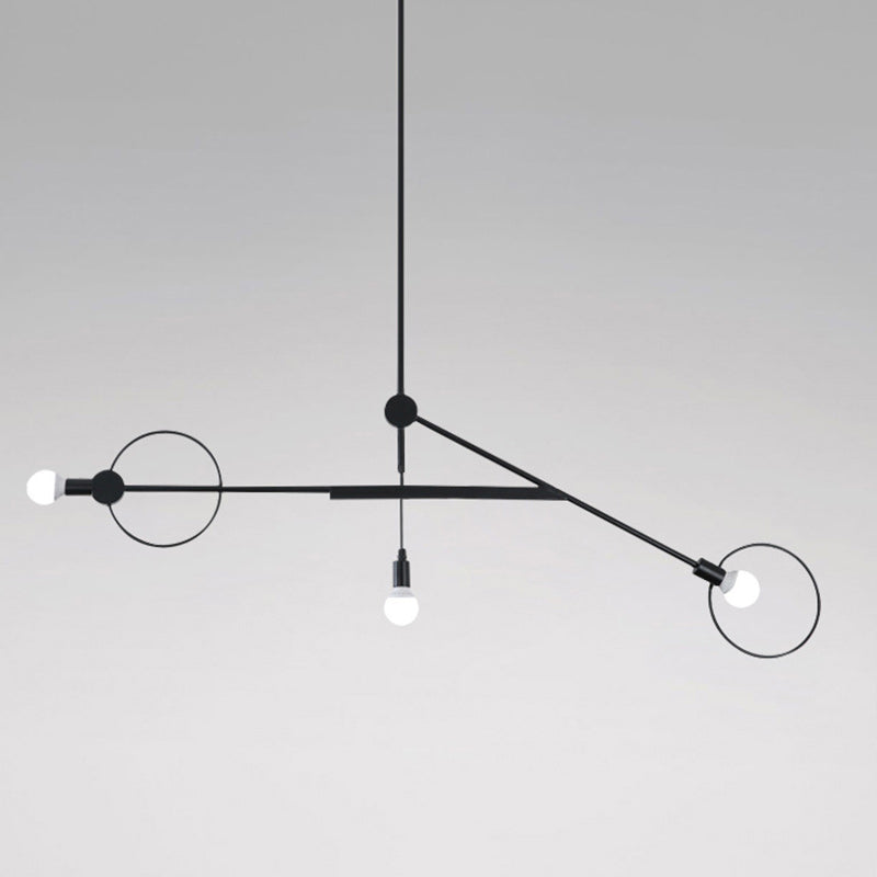 Scandinavian Iron Long Rod Island Chandelier