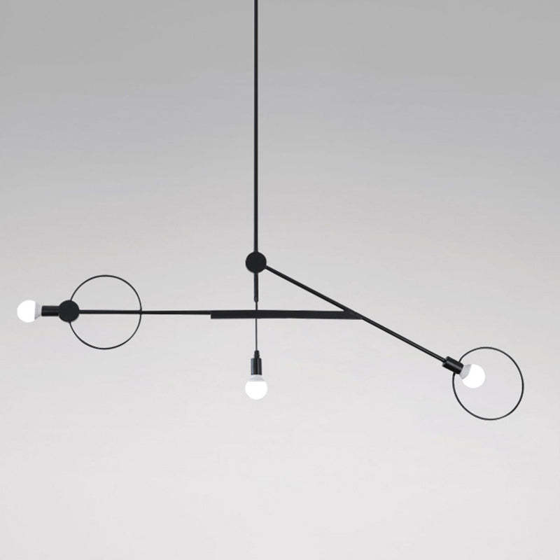 Scandinavian Iron Long Rod Island Chandelier