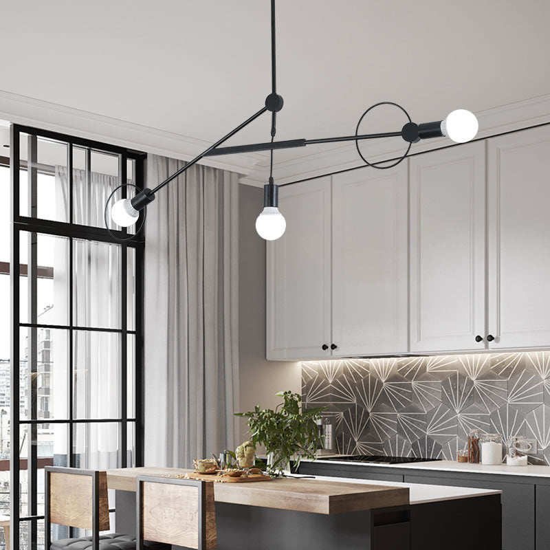 Scandinavian Iron Long Rod Island Chandelier