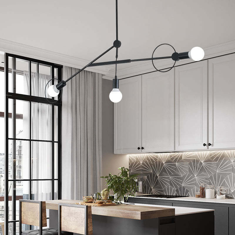 Scandinavian Iron Long Rod Island Chandelier