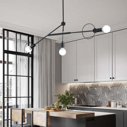 Scandinavian Iron Long Rod Island Chandelier