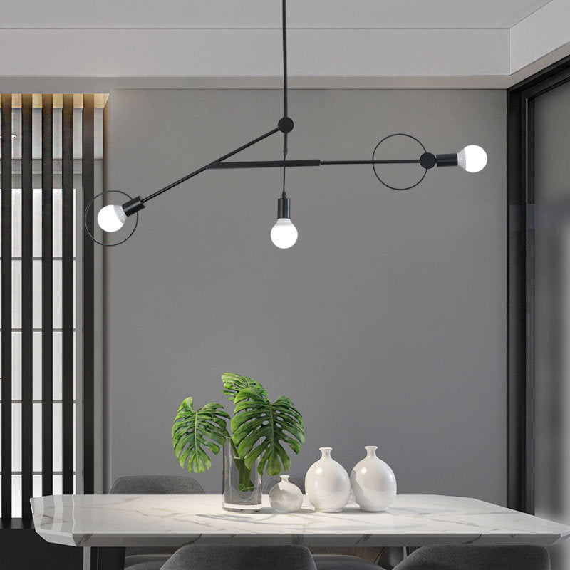 Scandinavian Iron Long Rod Island Chandelier