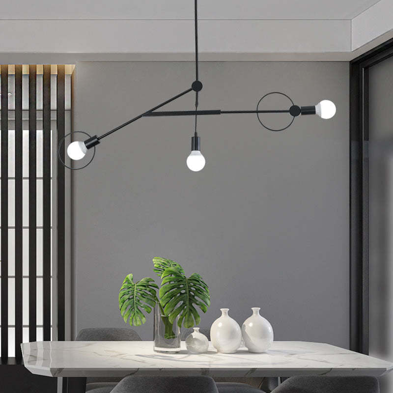 Scandinavian Iron Long Rod Island Chandelier