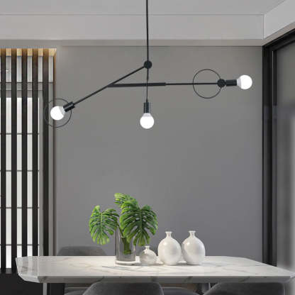 Scandinavian Iron Long Rod Island Chandelier