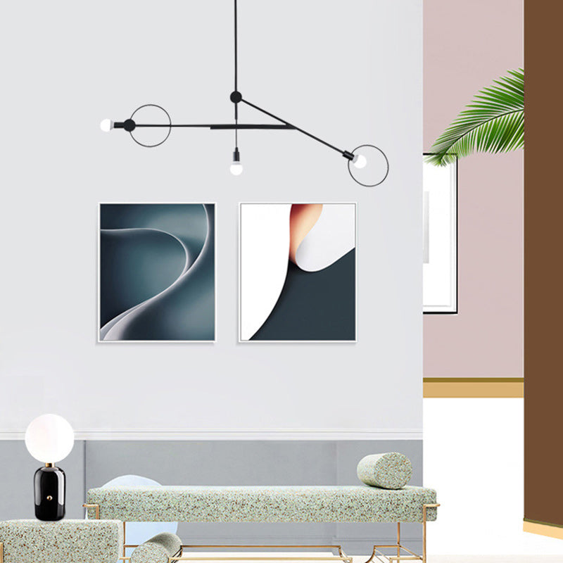 Scandinavian Iron Long Rod Island Chandelier