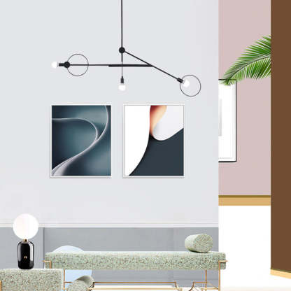 Scandinavian Iron Long Rod Island Chandelier