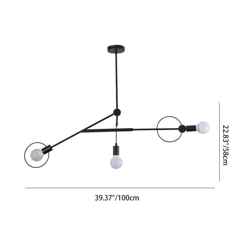 Scandinavian Iron Long Rod Island Chandelier