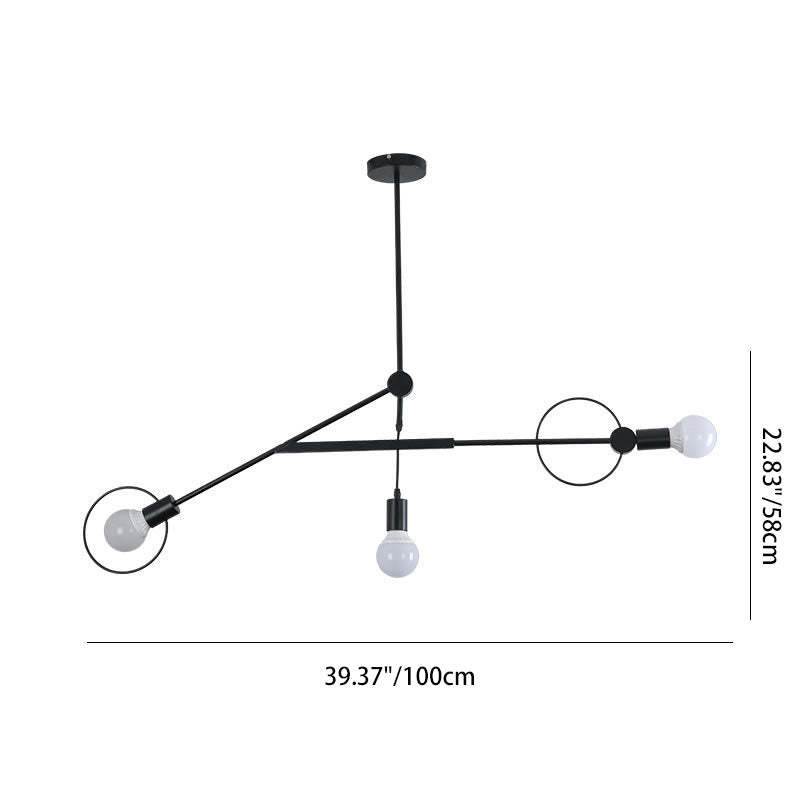 Scandinavian Iron Long Rod Island Chandelier