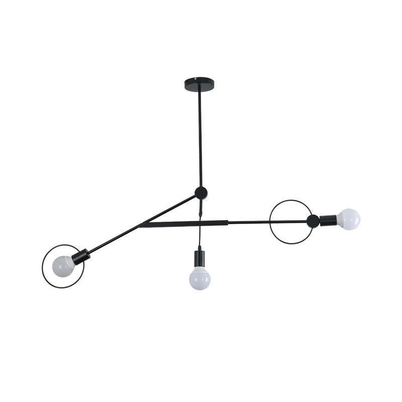 Scandinavian Iron Long Rod Island Chandelier