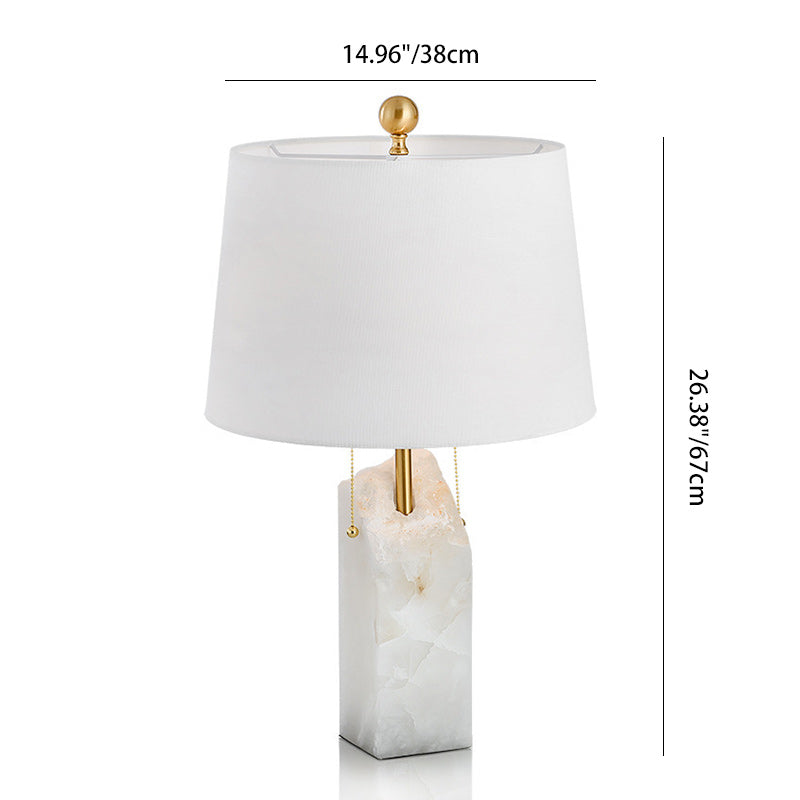 Modern Fabric Tapered Raw Alabaster Base Table Lamp