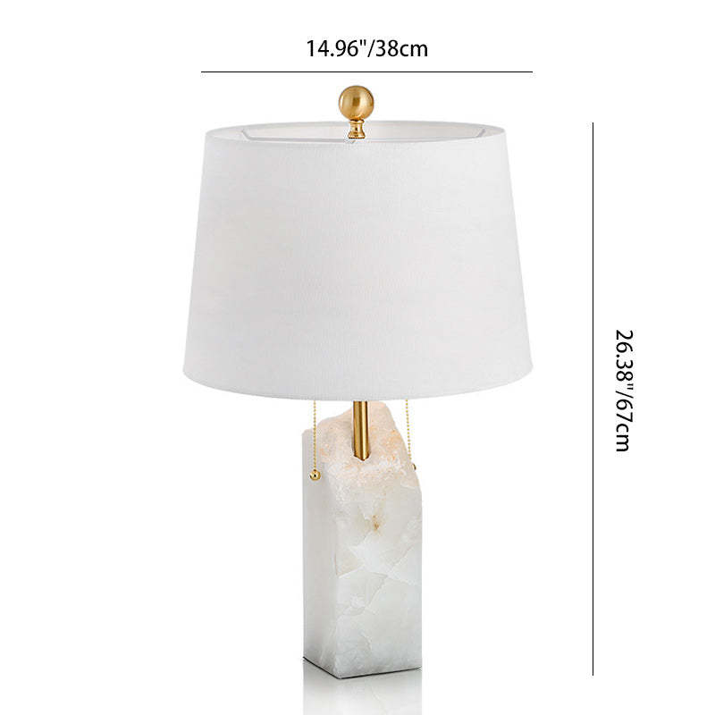 Modern Fabric Tapered Raw Alabaster Base Table Lamp