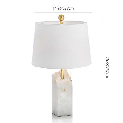 Modern Fabric Tapered Raw Alabaster Base Table Lamp