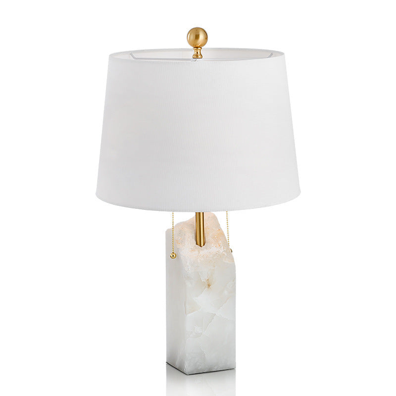 Modern Fabric Tapered Raw Alabaster Base Table Lamp