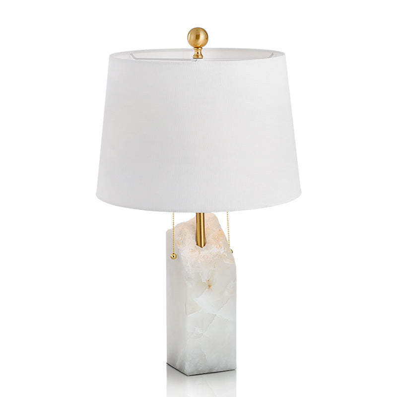 Modern Fabric Tapered Raw Alabaster Base Table Lamp