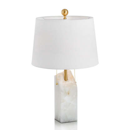 Modern Fabric Tapered Raw Alabaster Base Table Lamp