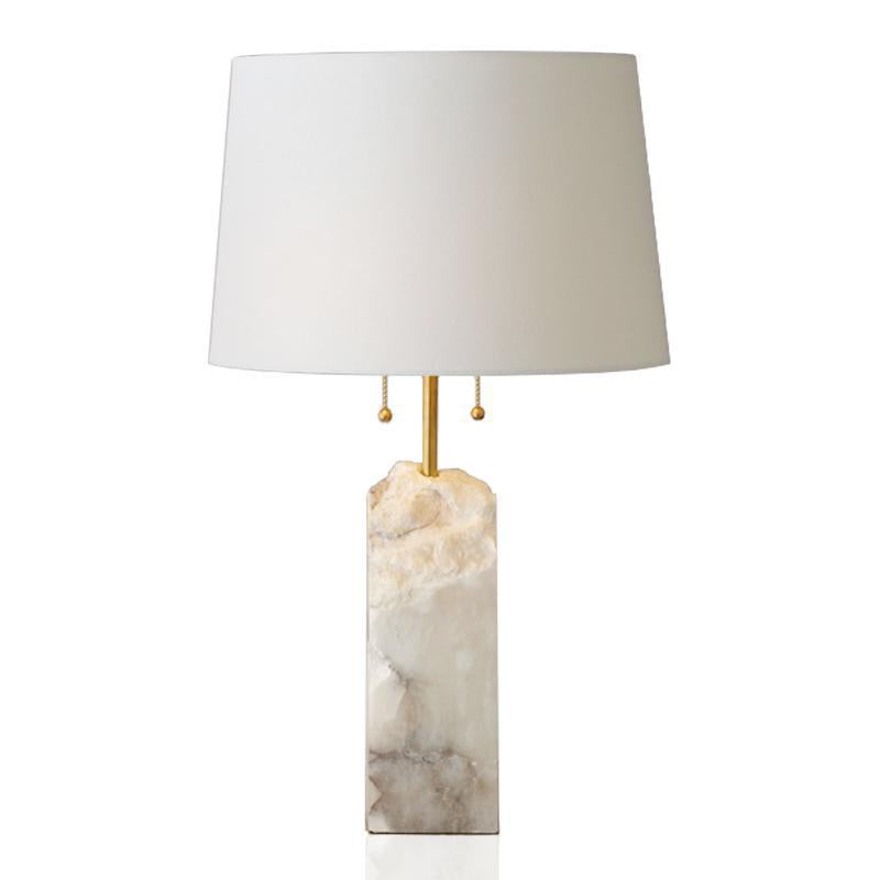 Modern Fabric Tapered Raw Alabaster Base Table Lamp