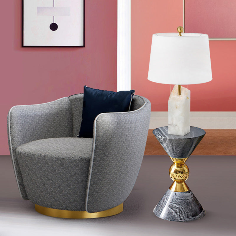 Modern Fabric Tapered Raw Alabaster Base Table Lamp