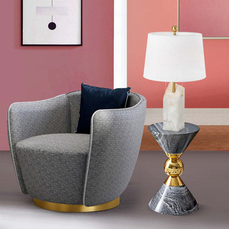 Modern Fabric Tapered Raw Alabaster Base Table Lamp