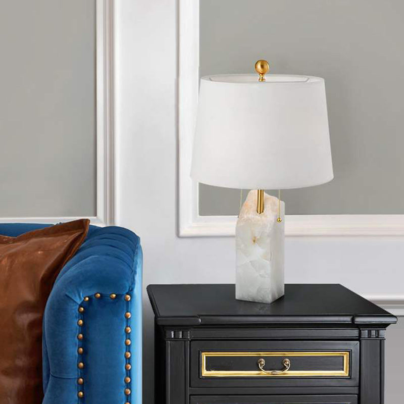 Modern Fabric Tapered Raw Alabaster Base Table Lamp — 220V-240V For UK/AU