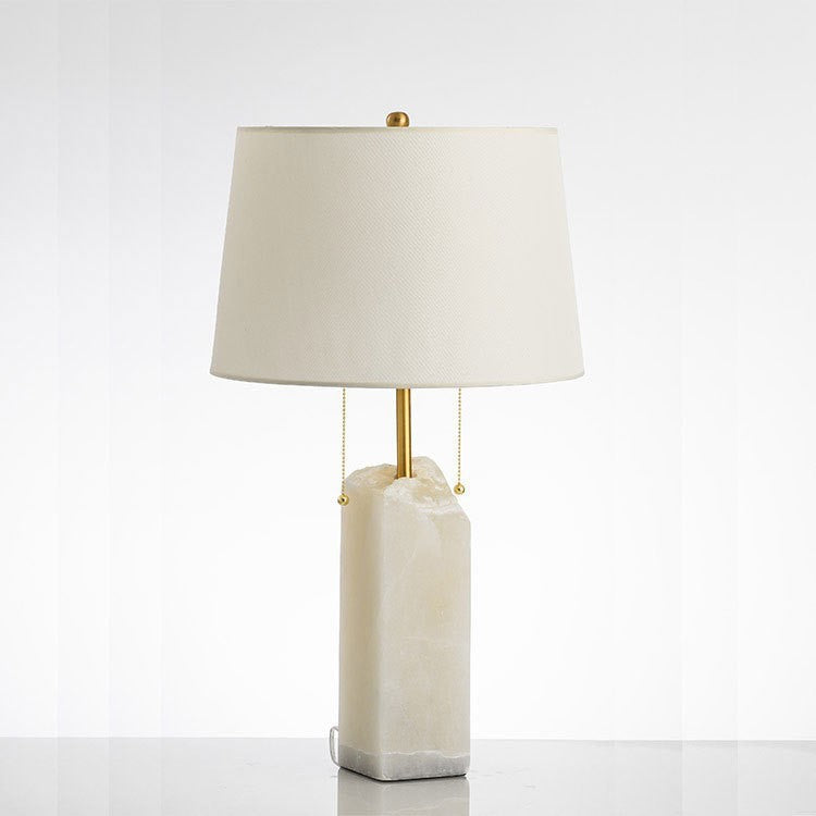 Modern Fabric Tapered Raw Alabaster Base Table Lamp