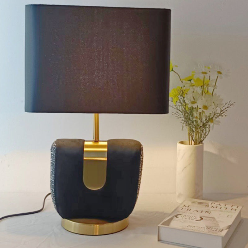 Modern Eclectic Fabric Leather Iron Table Lamp