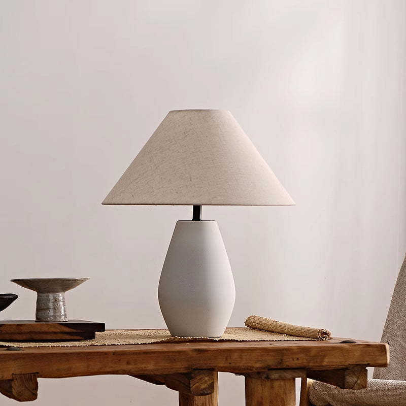 Vintage Fabric Tapered Ceramic Bottle Lamp