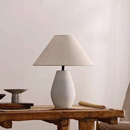 Vintage Fabric Tapered Ceramic Bottle Lamp