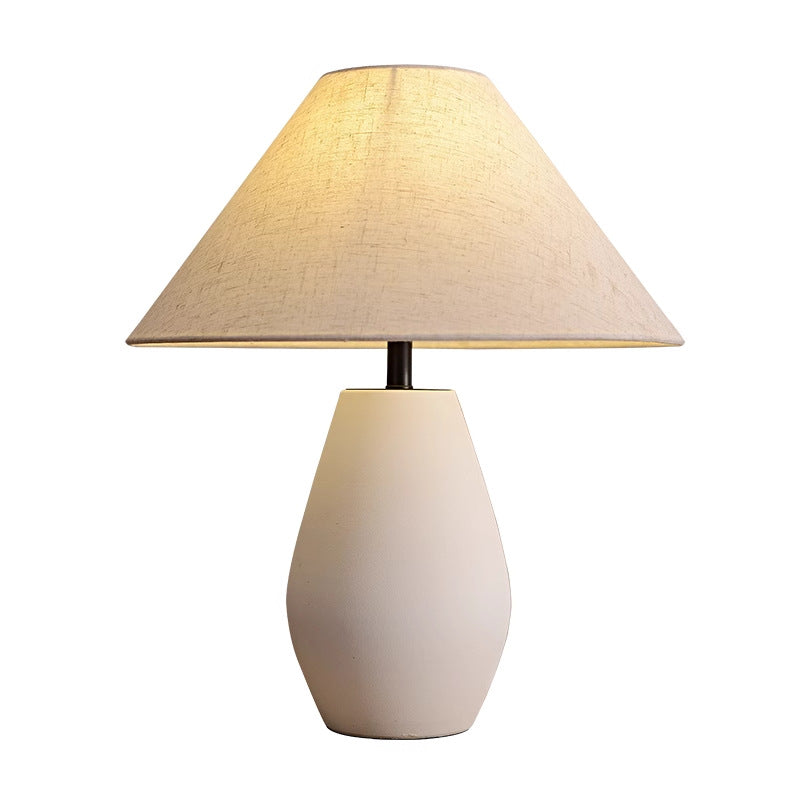 Vintage Fabric Tapered Ceramic Bottle Lamp