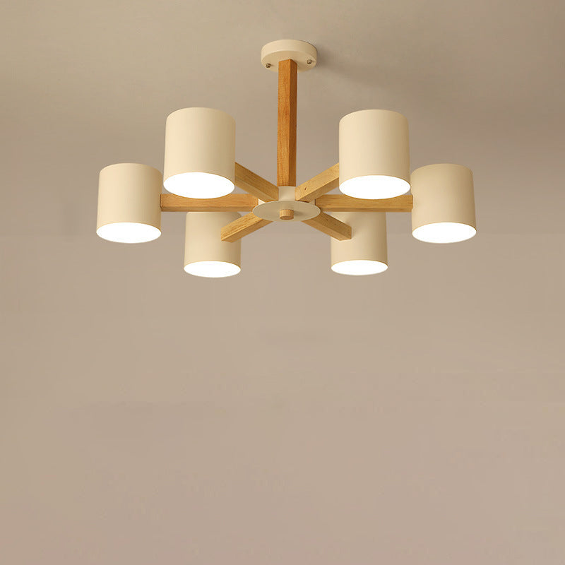 Scandinavian Solid Wood 6/8-Light Ceiling Light