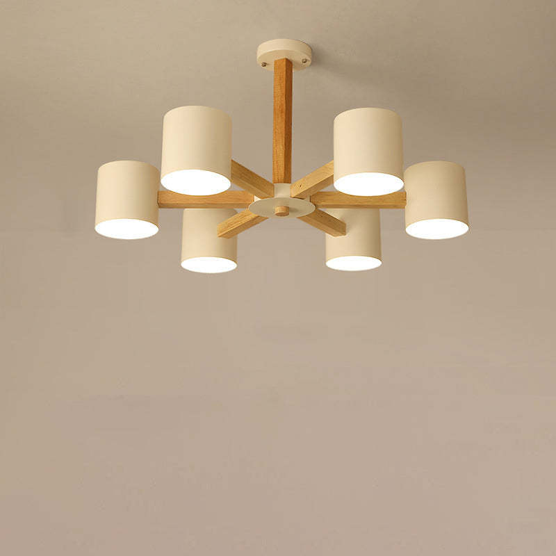 Scandinavian Solid Wood 6/8-Light Ceiling Light