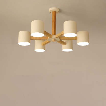 Scandinavian Solid Wood 6/8-Light Ceiling Light