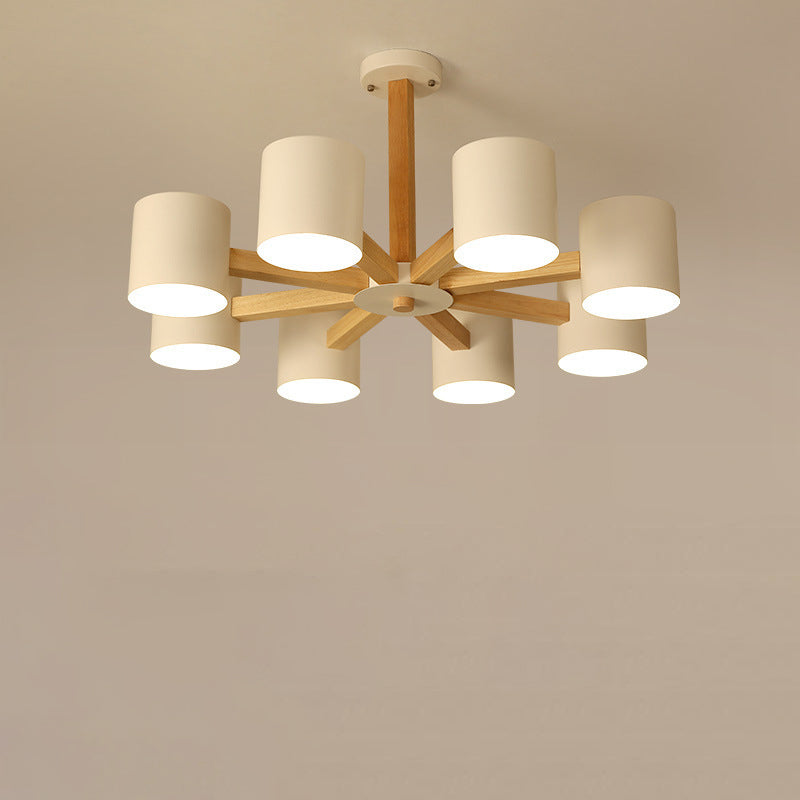 Scandinavian Solid Wood 6/8-Light Ceiling Light