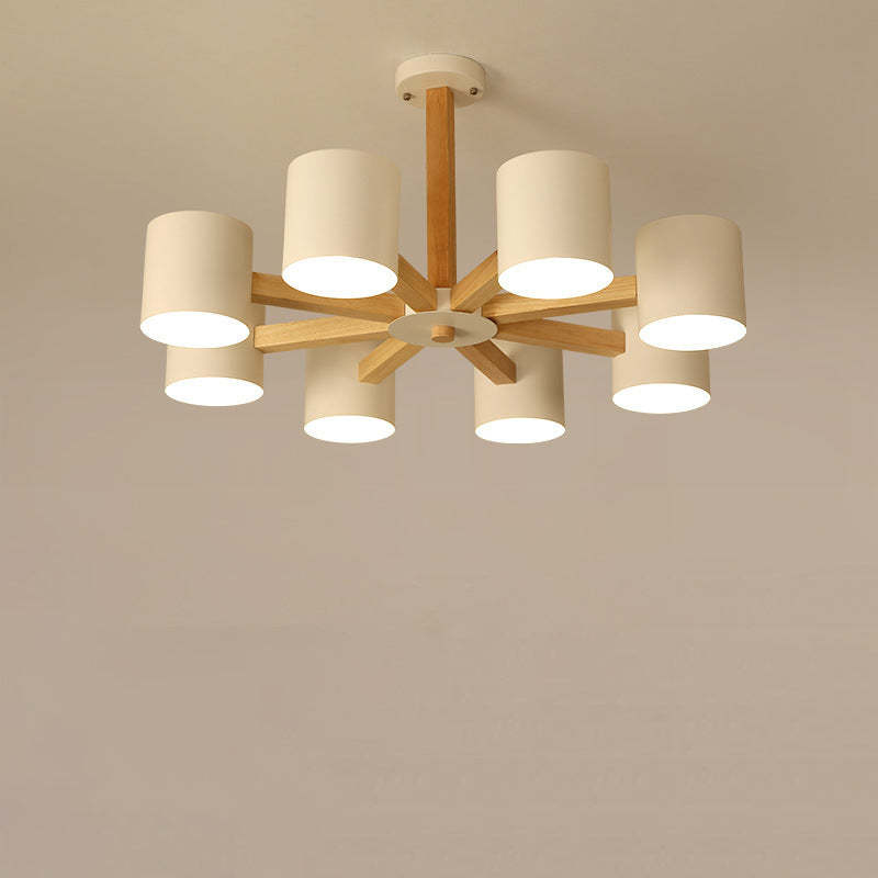 Scandinavian Solid Wood 6/8-Light Ceiling Light
