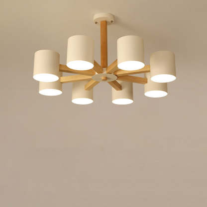 Scandinavian Solid Wood 6/8-Light Ceiling Light