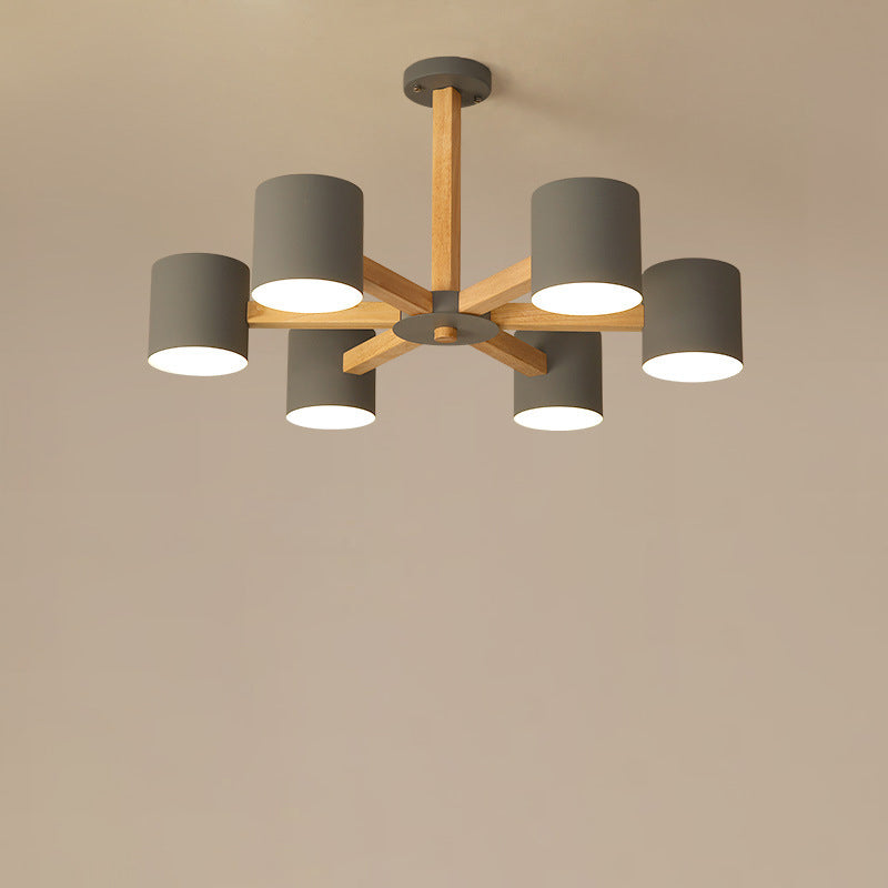 Scandinavian Solid Wood 6/8-Light Ceiling Light