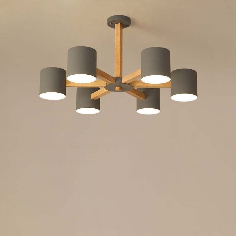 Scandinavian Solid Wood 6/8-Light Ceiling Light