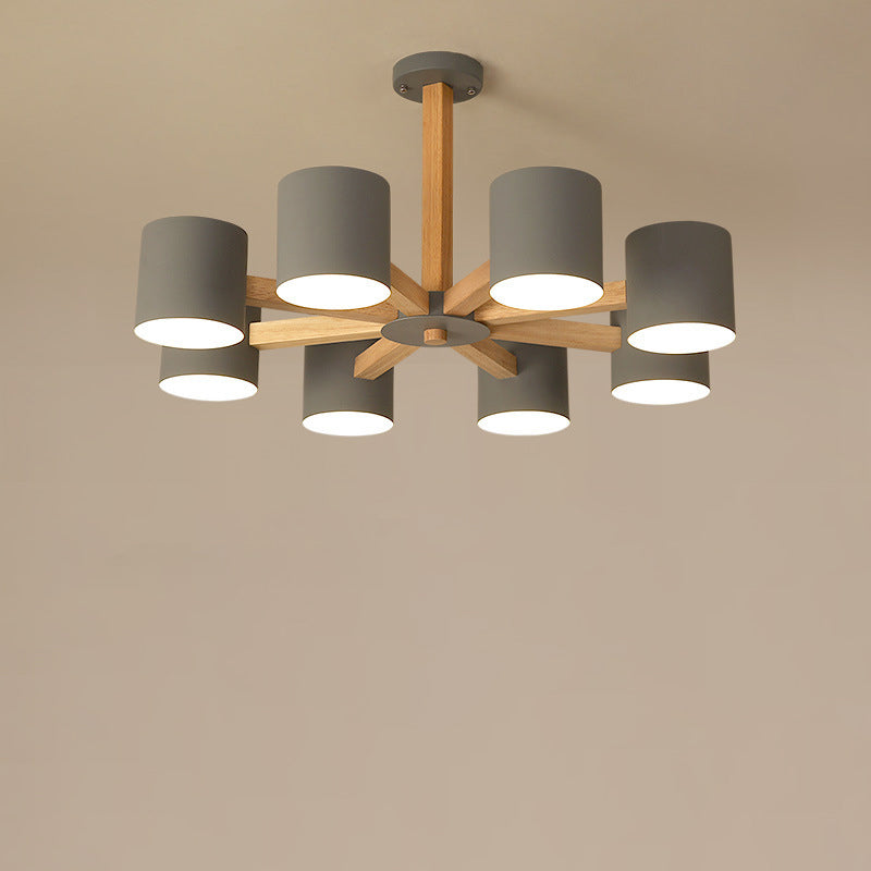 Scandinavian Solid Wood 6/8-Light Ceiling Light