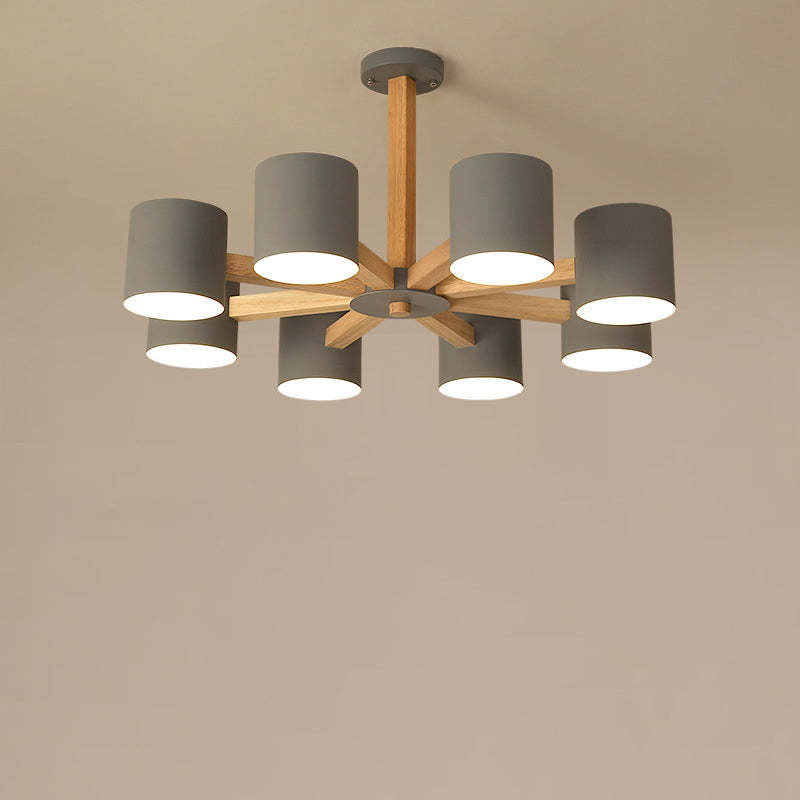 Scandinavian Solid Wood 6/8-Light Ceiling Light