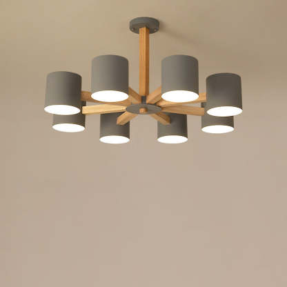 Scandinavian Solid Wood 6/8-Light Ceiling Light