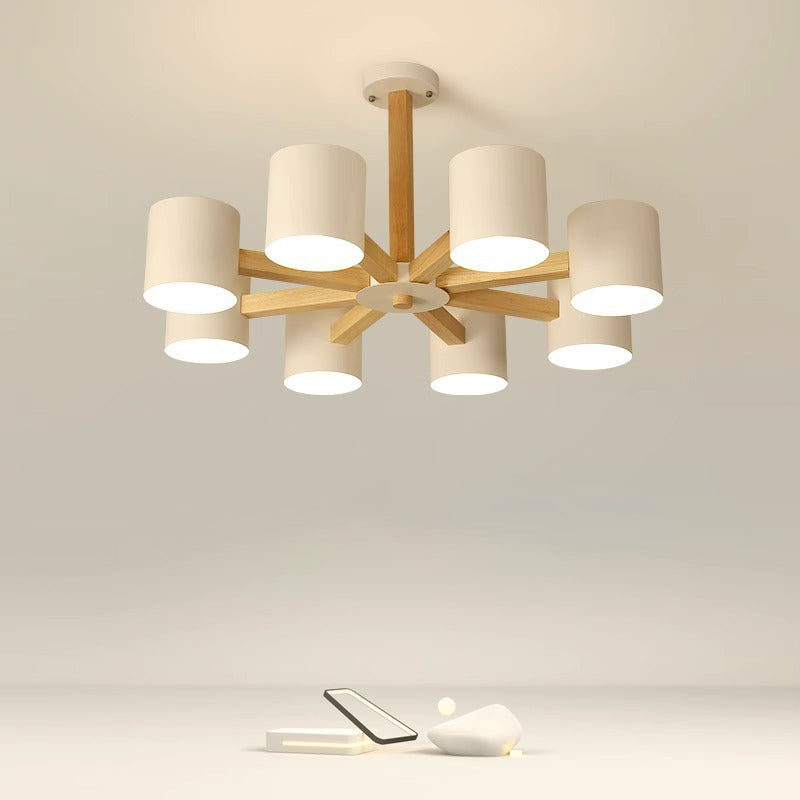 Scandinavian Solid Wood 6/8-Light Ceiling Light