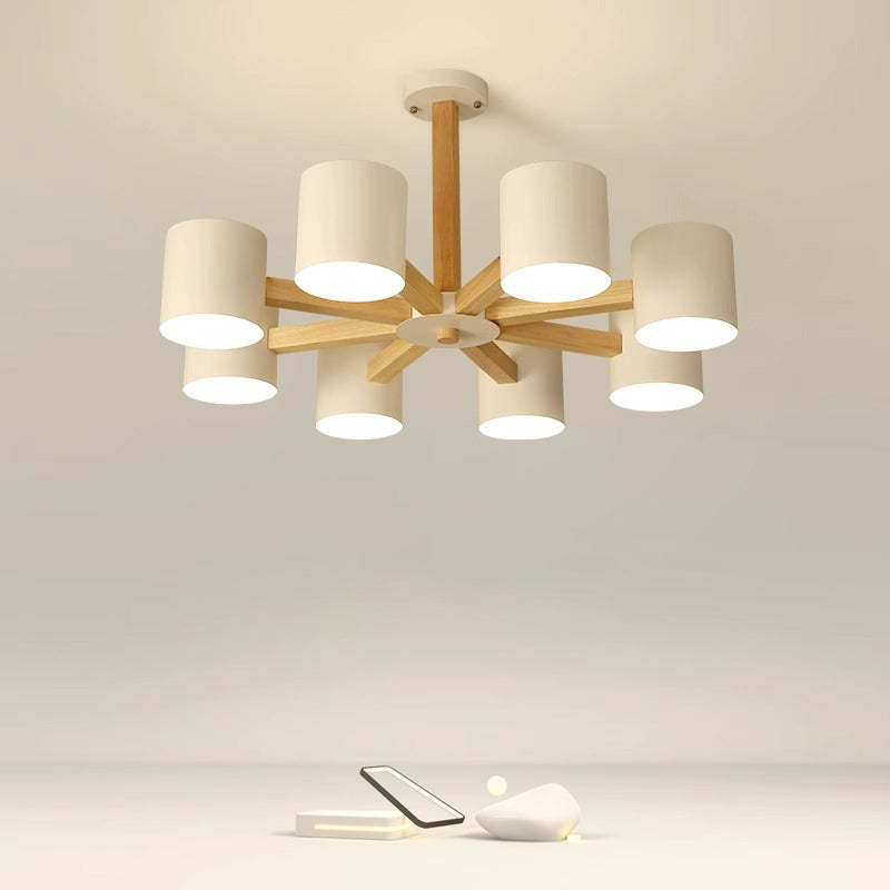 Scandinavian Solid Wood 6/8-Light Ceiling Light