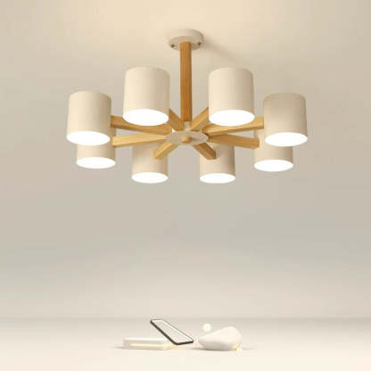 Scandinavian Solid Wood 6/8-Light Ceiling Light