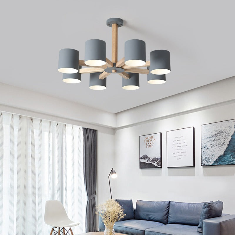 Scandinavian Solid Wood 6/8-Light Ceiling Light