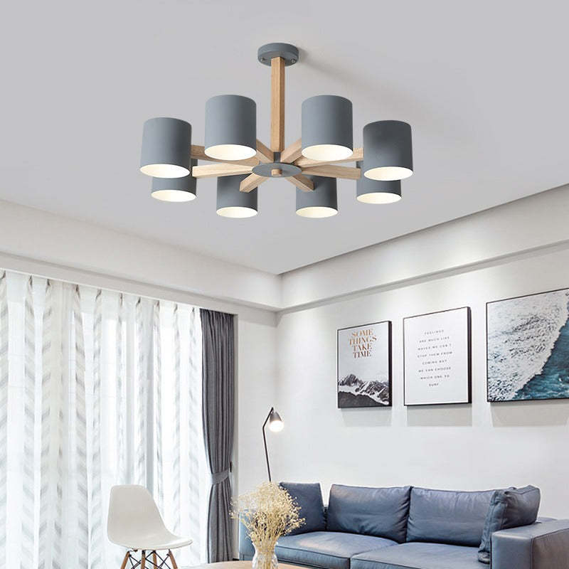 Scandinavian Solid Wood 6/8-Light Ceiling Light