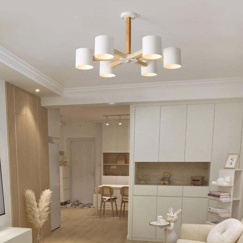 Scandinavian Solid Wood 6/8-Light Ceiling Light