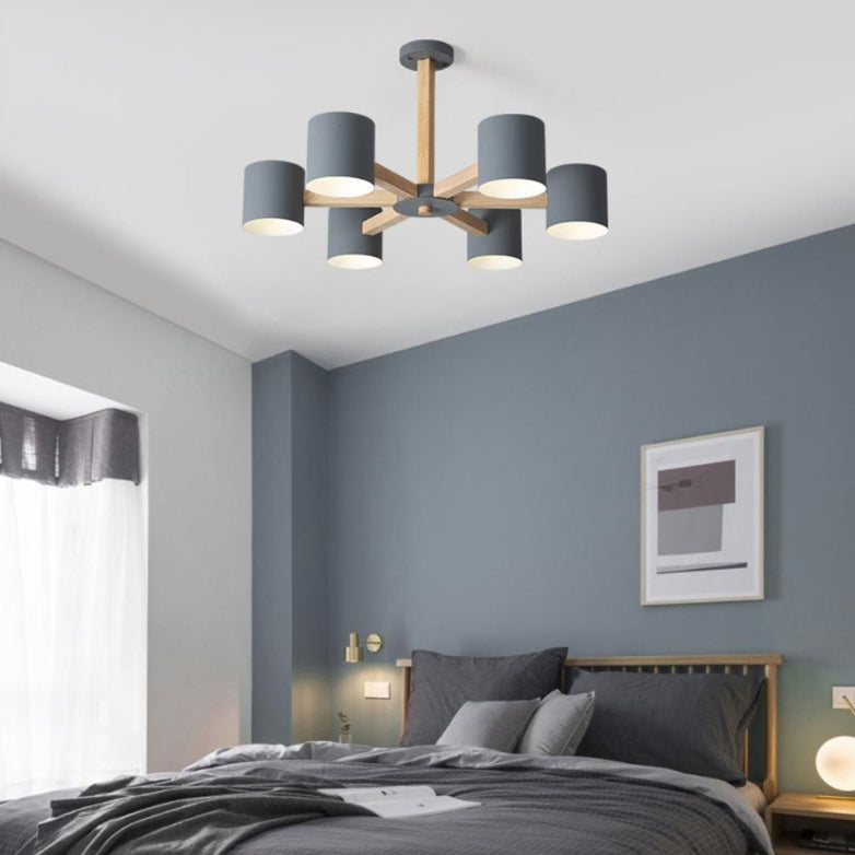Scandinavian Solid Wood 6/8-Light Ceiling Light