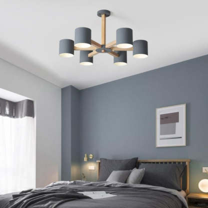 Scandinavian Solid Wood 6/8-Light Ceiling Light