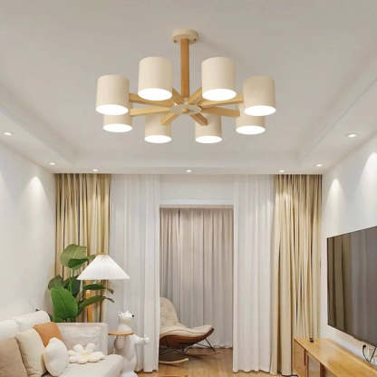 Scandinavian Solid Wood 6/8-Light Ceiling Light — 6 / Gray / 110V-120V For US/CA